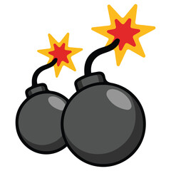 Circular explosive device with sparking fuse about to detonate vector illustration
