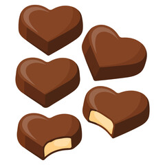 Romantic Valentine heart cake with creamy filling and decoration vector illustration
