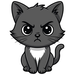 Angry stylized cartoon cat character perfect for merchandise and branding