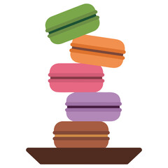 Homemade sweet macarons and brownies in transparent containers vector illustration