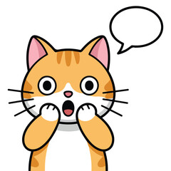Adorable hand drawn orange kitten sticker in kawaii style vector illustration