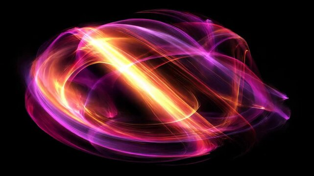 Abstract Glowing Light Orb With Purple And Orange Hues On Black Background Creates Dynamic Futuristic Display With Energy Flow And Circular Motion Adobe Stock Photo