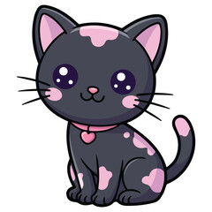 Cute anime style kittens playing in spring season isolated vector illustration on white background