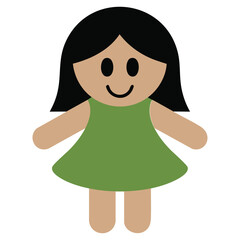 Vintage style cloth doll toy isolated vector illustration on white background