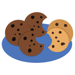Plate with delicious cookies treats isolated vector illustration on white background