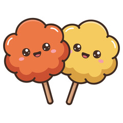 Cute hand drawn kawaii food collection isolated vector illustration on white background