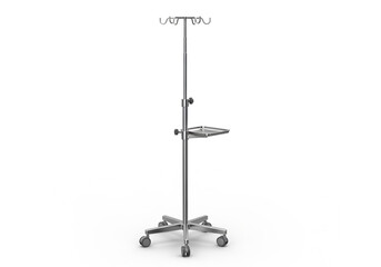 Obraz premium Medical iv stand with tray isolated on white background