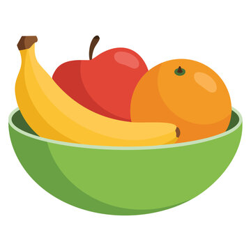 Fruit bowl with assorted healthy foods isolated vector illustration on white background