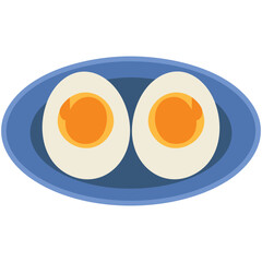 Boiled egg food clipart cartoon style isolated vector illustration on white background
