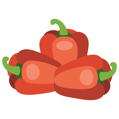 Red pepper vegetable flat icon isolated vector illustration on white background