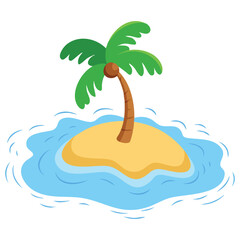 Isolated palm tree on desert island isolated vector illustration on white background