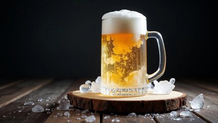 beer mug on a wooden coaster