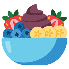 Bowl of acai berry healthy food isolated vector illustration on white background