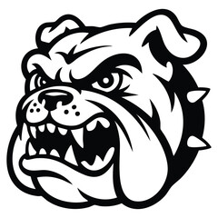Bulldog head character mascot isolated vector illustration on white background