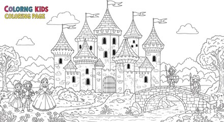 Castle coloring page kids