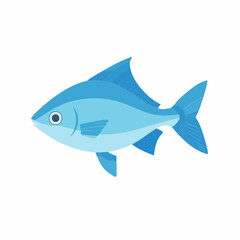 Fototapeta premium Flat Design Adorable Light Blue Single Fish Illustration Graphic Icon