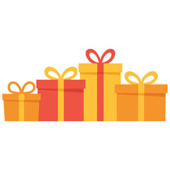 Large set of holiday gifts presents isolated vector illustration on white background