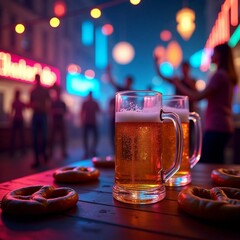 mugs of beer on the table