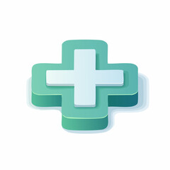 Obraz premium 3D Style Modern Green and White Medical Cross Shape Icon