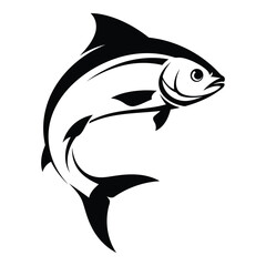 Vector art of black silhouette of a jumping fish