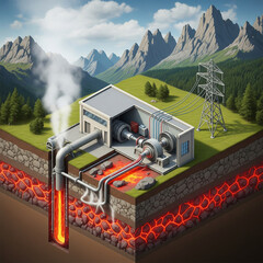 Isometric Geothermal Energy Power Station
