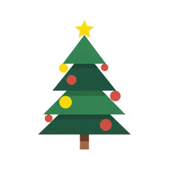 Fototapeta premium Colorful geometric Christmas tree with star and ornaments 