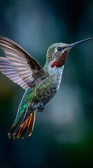 Obraz premium Hyper detailed hummingbird motion blur effect wings vibrating rapidly with macro wildlife realism