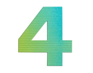 Outlined number four, ombre green-teal