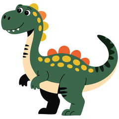 Colorful hand drawn cartoon dinosaur isolated vector illustration on white background