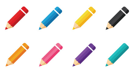 colorful pencils arranged neatly in two rows