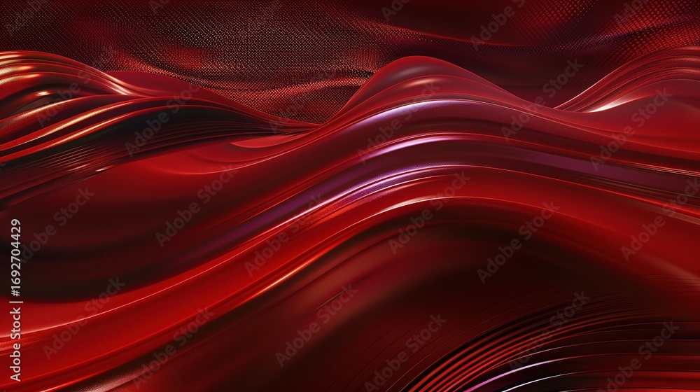Aufkleber dynamic red ripple fluid background， feature smooth, undulating red fluid ripples from soft waves to