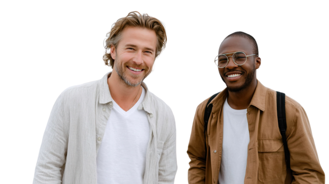 Friendship Unveiled: Two individuals share an intimate moment, their faces alight with happiness. The photograph captures the essence of a shared connection and the comfort of camaraderie.