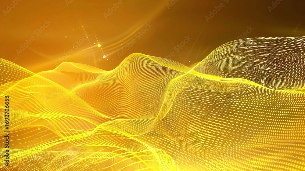 Aufkleber dynamic yellow technology lines ripple backgrounds, feature glowing yellow tech lines that ripple in