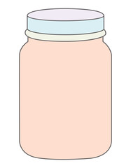 Pastel colored plastic jar vector illustration with lid for packaging design