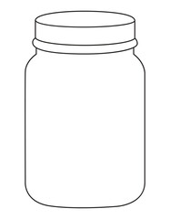 Outline vector illustration of plastic jar container with closed lid design