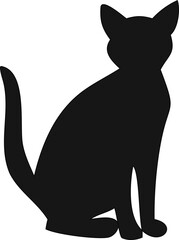 Black cat icon in silhouette vector style. Flat, clean animal design for logos, prints, or digital content.
