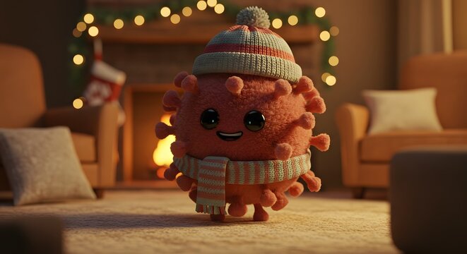 Cute virus character holiday setting