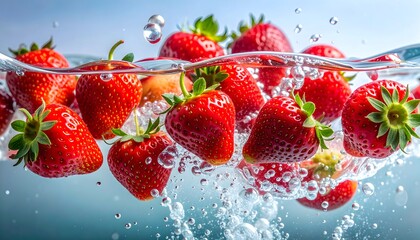 s in the water with a spoon and some strawberries