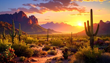 Desert sunset landscape