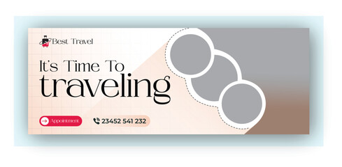 Travel and tours social media facebook cover template design