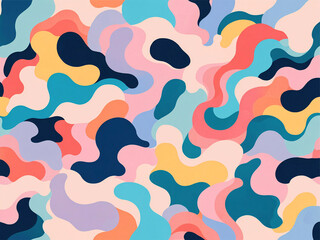 Colorful and playful abstract pattern of smooth, wavy shapes