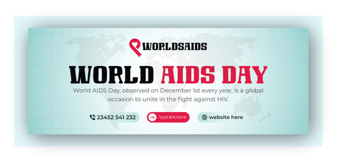 World aids day template design or aids facebook cover design