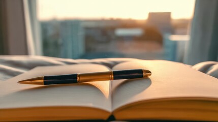 Writing tools illuminated by gentle morning light, suitable for creative prompts, study backgrounds, and calm compositions