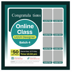 Social media online course template or banner design