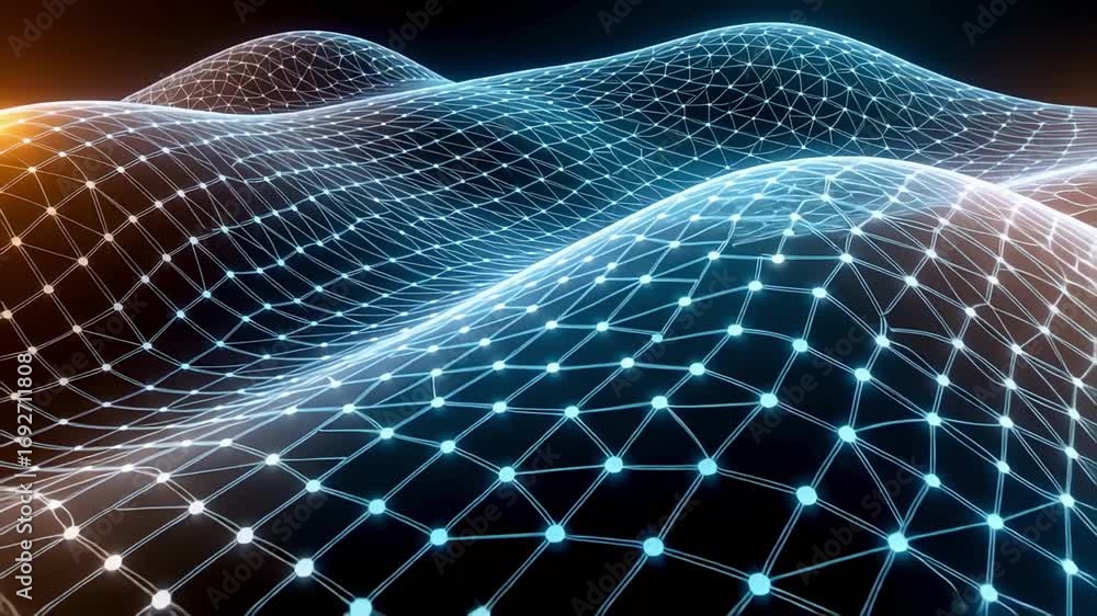 Poster abstract network technology background with connecting dots and lines animation loop