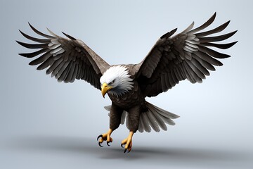 Fototapeta premium Majestic eagle soaring gracefully with outstretched wings against a soft gradient background (1)