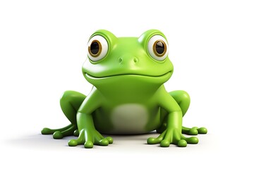 Obraz premium A vibrant green frog perched on a smooth surface, showcasing its playful expression and detailed anatomy