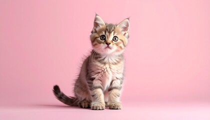 closeup of a cat with a pink background