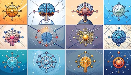 Connected brains in a grid design
