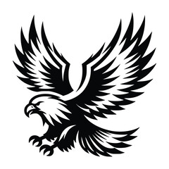 Fototapeta premium Black eagle wings spread wide bird flying vector